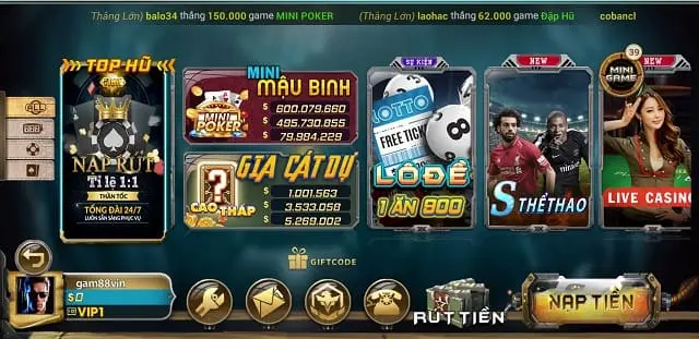 Một số tính năng của trang web 85Win Games - 85Win